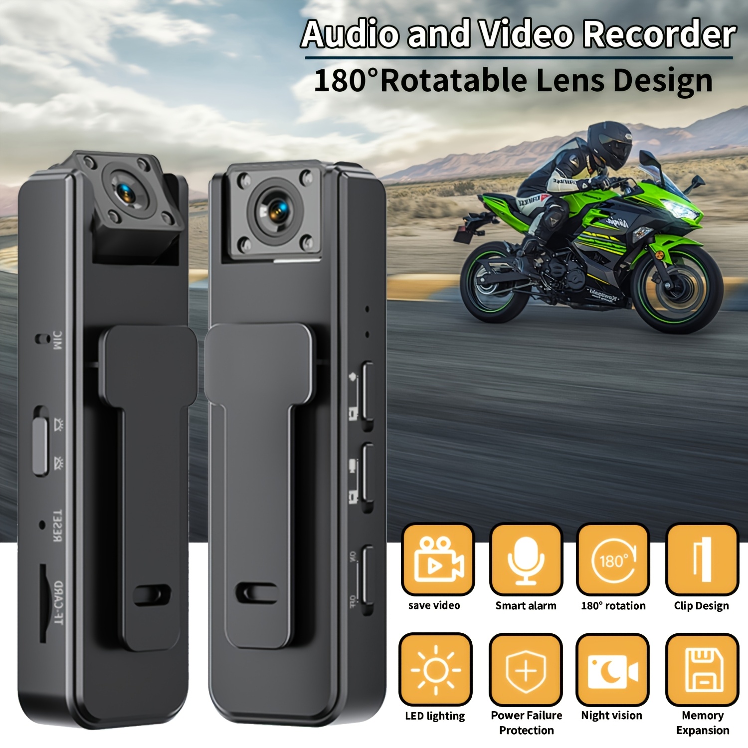 Caméra Espion Body Cam Biddsgg - Rotative 180°, Vidéo 1080P, Vision Nocturne, 64 Go, 5h D'autonomie - Pour Vélo, Police, Sécurité