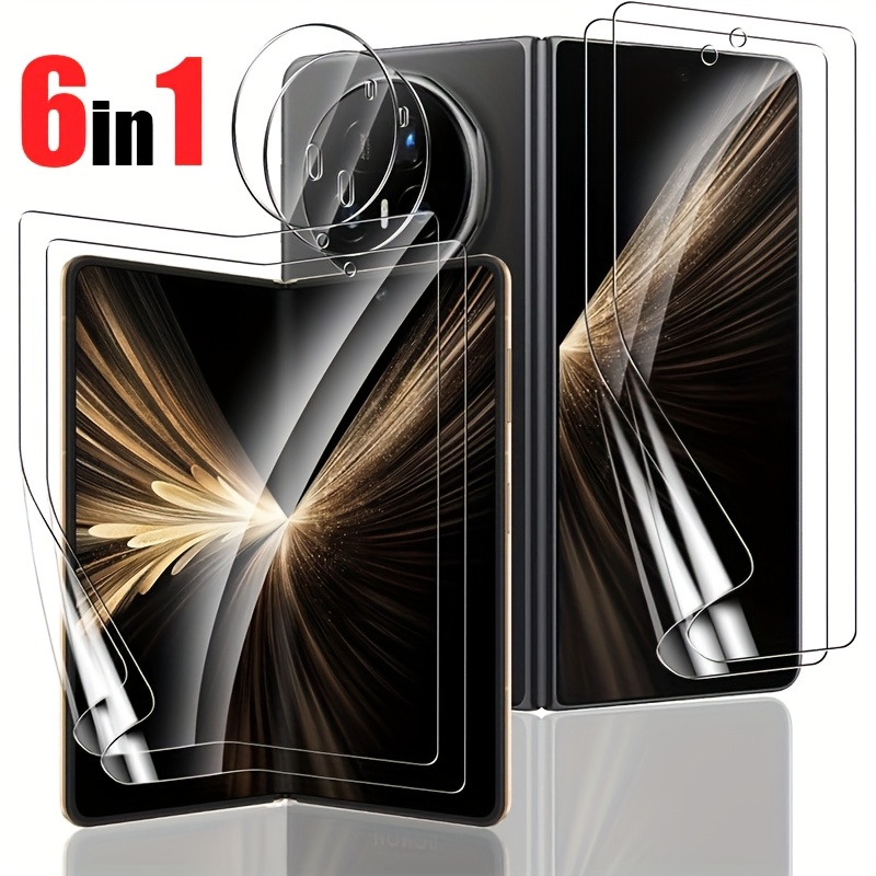 TEMU 6-in-1 Set: 2 Outer Screen Hydrogel Protectors + 2 Hydrogel Protectors + 2 Camera Lens Protectors /v3/v5, Full Coverage, Anti-fingerprint, , ,