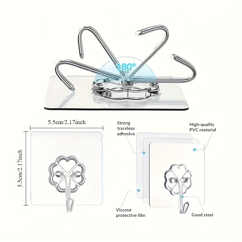 Tenpcs Modern Wall Hooks - Metal Non-Tracking Hook Set for Keys, Hats, Towels - Easy No-Drill Installation, Self-Adhesive for Bathroom, Bedroom, Office, Kitchen Storage