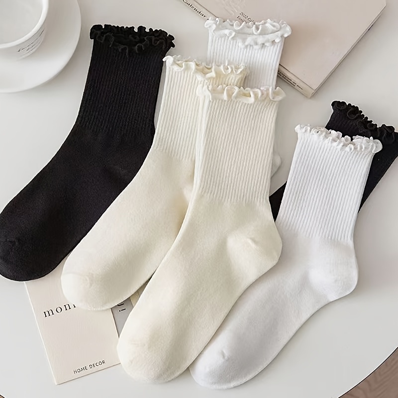 

Lot de 3 paires de chaussettes à dentelle florale unie, confortables et respirantes, mi-chaussettes, bas et lingerie pour femmes