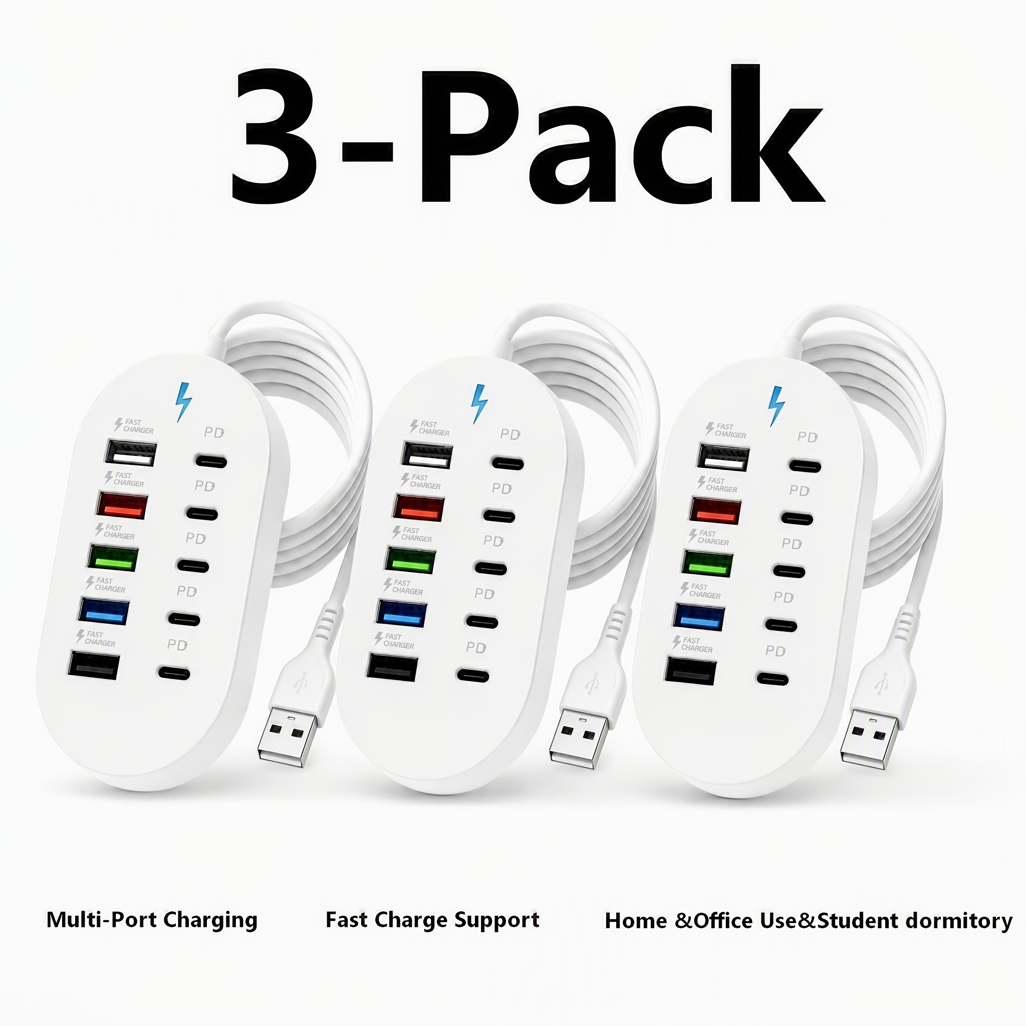 TEMU Lot de 3 nouveaux hubs -C10-en-1 avec 5 ports Type- ports USB-A, adapté pour ordinateurs portables/tablettes/appareils multiples, d'alimentation