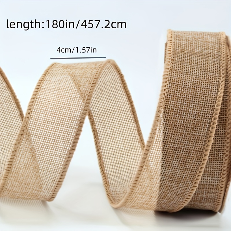 Image of 1 Roll Of 5-yard Natural Jute Burlap Ribbon For Gift Wrapping Decorative Bows, Rustic Webbing For Thanksgiving, Christmas, Weddings And Party Decorations