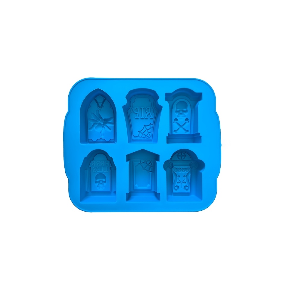 TEMU 1pc Halloween Tombstone-shaped Chocolate Silicone Mold Cube Of Ice Cookie Pudding Dessert Mold Cake Decoration Baking Mold