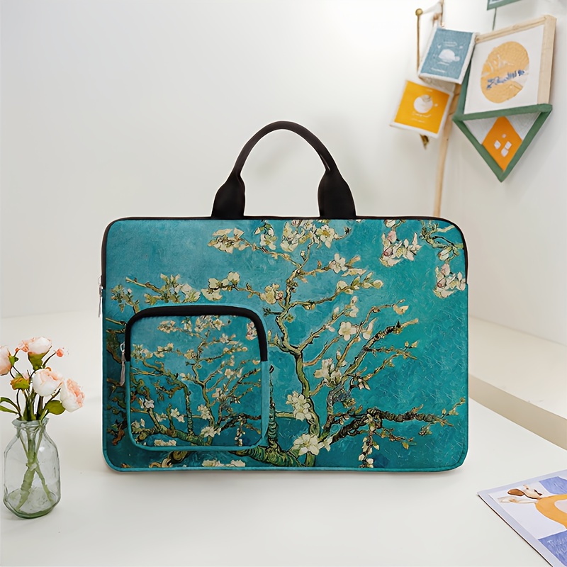 TEMU Étui portable exclusif pour ordinateur portable avec motif de branche d'arbre et de , sac pour ordinateur portable à fermeture éclair sécurisée,