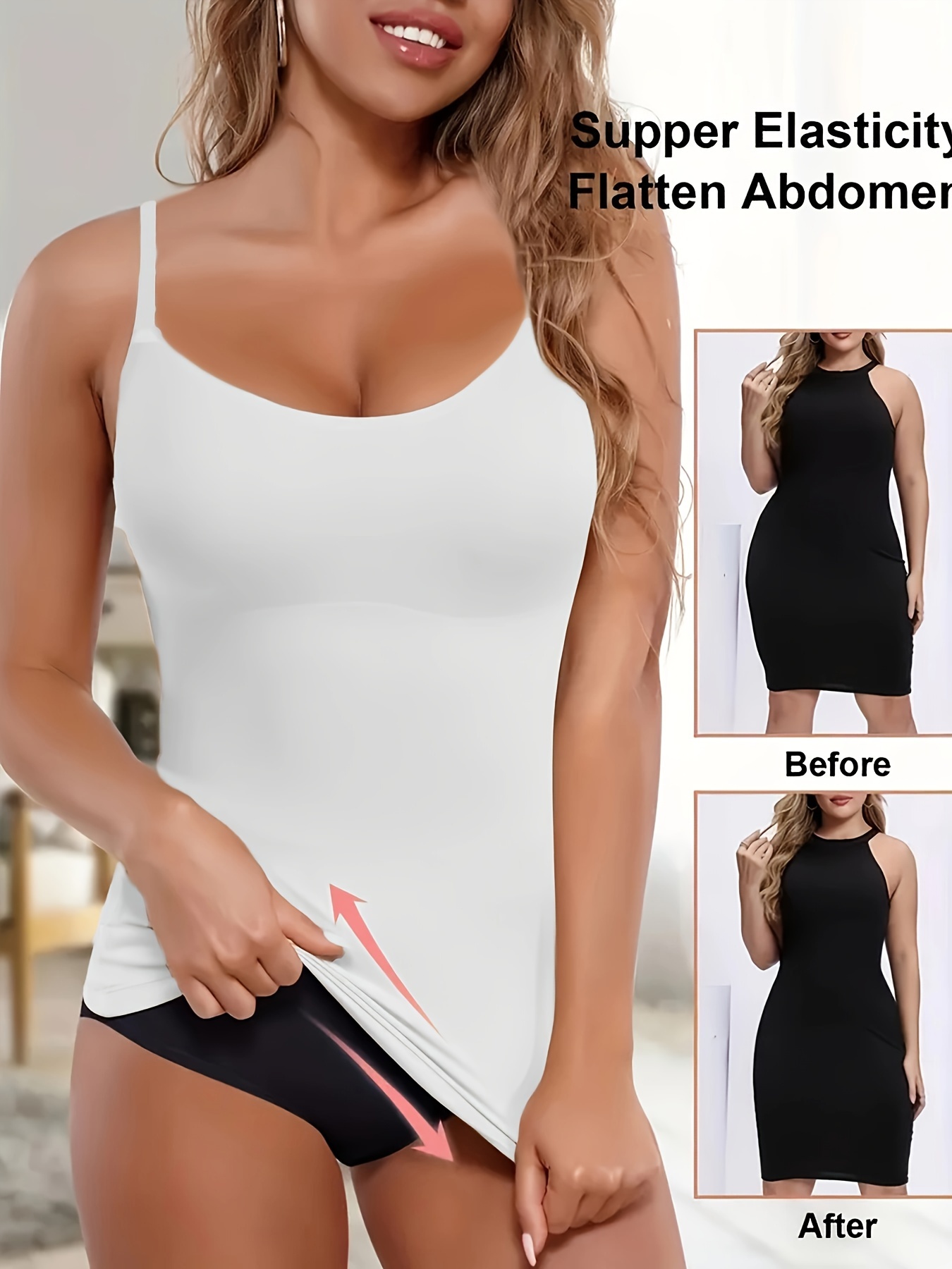 seamless shaping cami   for women high stretch   bodycon   size   high   bra top shapewear plus size white 0