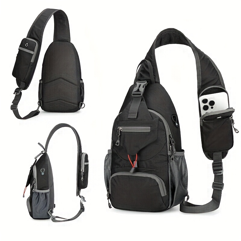 [Multi-Functional Crossbody Bag] Multi-Functional OGEHUAFEE Women's Lightweight Crossbody Bag | Adjustable Chest Pack with Multiple Compartments, Durable Nylon for Outdoor Travel, Hiking & Daily Use, Sporty Design Black/Blue/Army Green, Fashionable Accessory, Bungee Cord Attachment