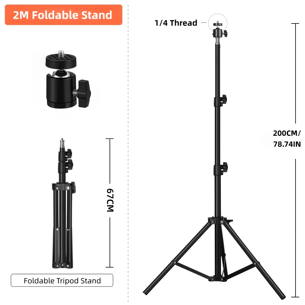 TEMU 55–200cm Adjustable Tripod With A 360° Rotating Ball Head; Foldable, Portable, And Lightweight Tripod Stand With A 1/4-inch Screw Mount,