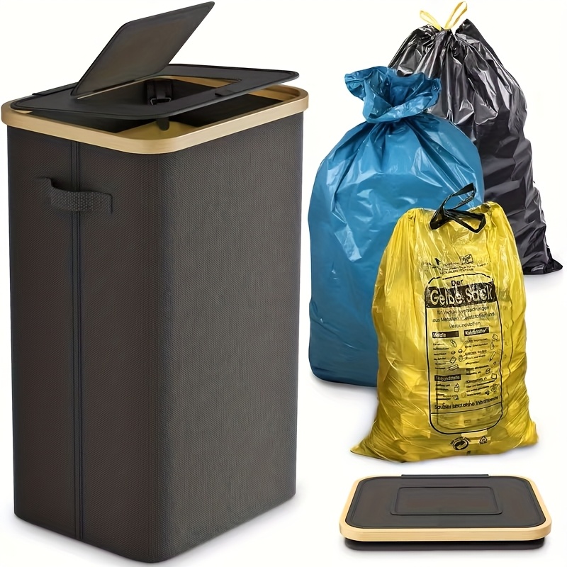 Yellow Lid Holder - Large Kitchen And Household Trash Can And Garbage Bag Holder | 100l Container Black - Practical Garbage Bag Holder