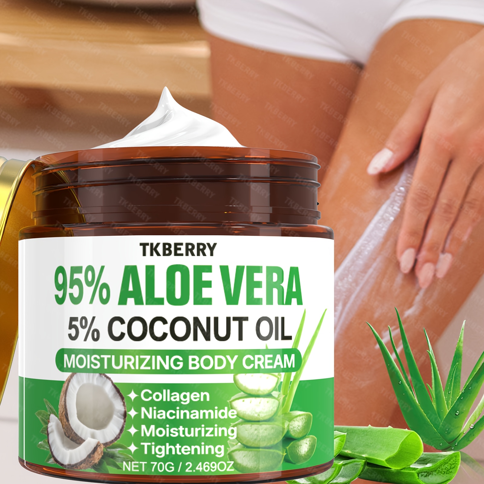 Aloe Vera Cream, Aloe Vera Moisturizing Body Cream - 95% Pure, Hydrating &  Moisturizing Facial Cream for Men & Women, Fast-Absorbing, Anti-Drying,  with 5% Coconut Oil, Collagen, Niacinamide * for ...
