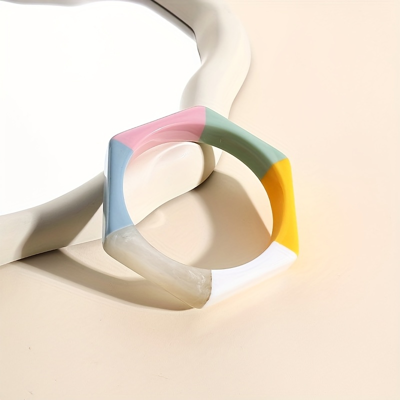 Women's Two-Tone Multi-Color Spliced Bangle Bracelet
