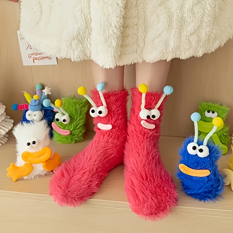 

3d Cartoon For Socks - Cozy & Fun Mid-calf For Women, Fall & Winter, Nylon , Machine Washable