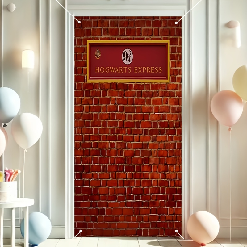 TEMU 2d Flat, 2d Door Banner, Wb1pcs King's Cross Platform 9 And Three-quarters Harry Potter Party Door Curtain, Suitable For Apartments, Flat Print