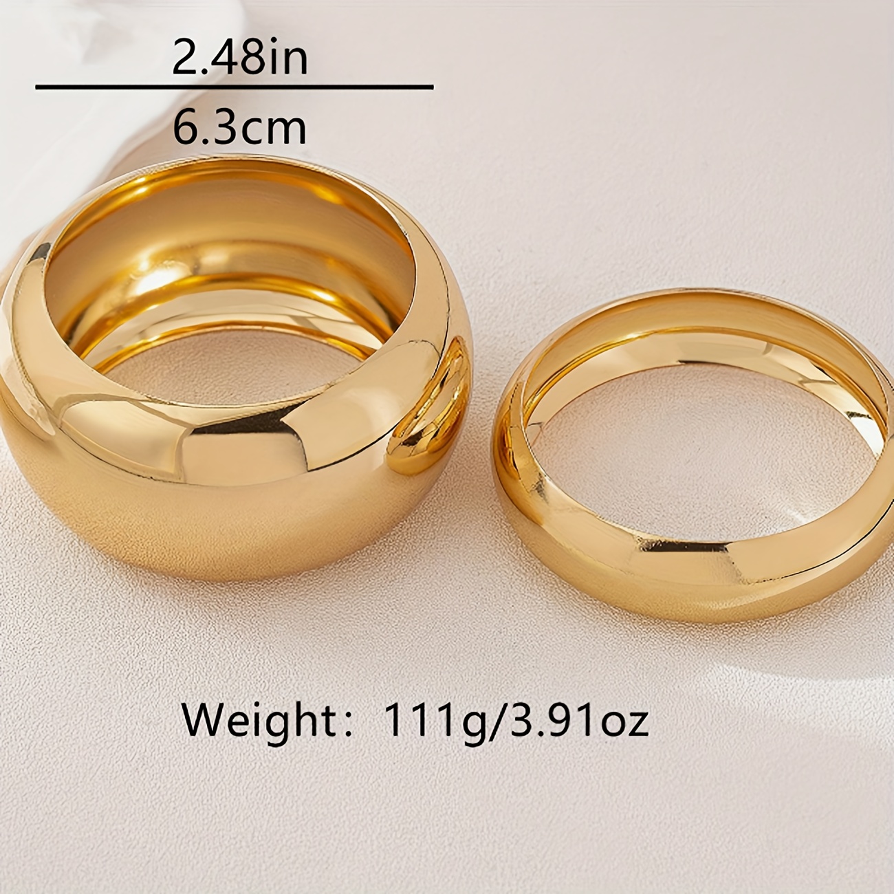2pcs Bohemian Style Thick Bangle Set, Glossy Finish