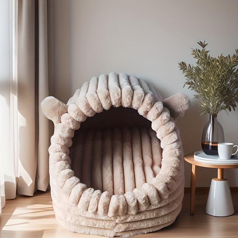 suitable for small medium and large dogs and cats this cozy cartoon cat cave bed   your feline warm and comfortable in this   house a christmas   pet bed house is   cats providing a soft and warm winter retreat Product details 2