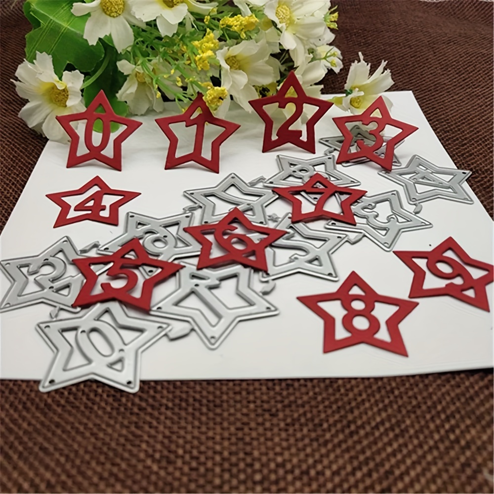 

1pc 2024 Metal Cutting Die Stencil, Cutting Die For Paper Card Making Scrapbooking Diy Cards Photo Album Craft Decorations, Star Number Frame Metal Cutting Die