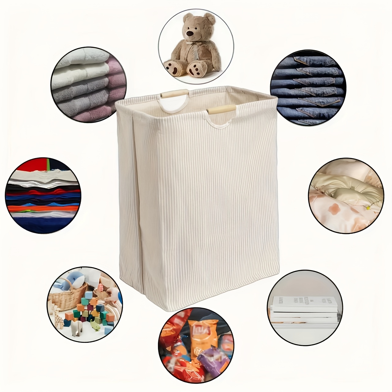TEMU A Bohemian-style Oversized Laundry Basket With Handles - Freestanding, Elevated Hamper, Suitable For Bedrooms, Bathrooms, And Dorms - A