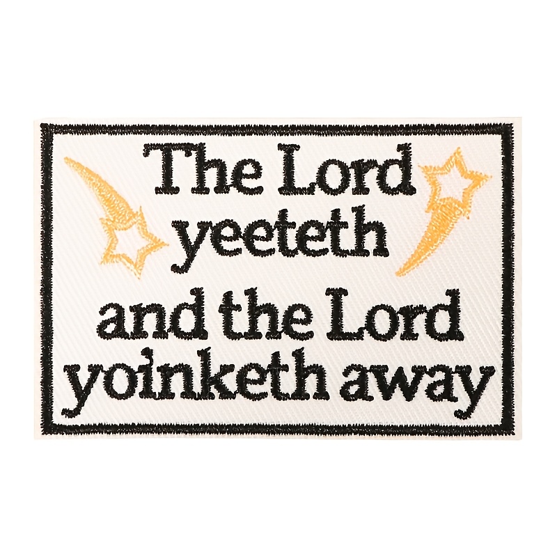 TEMU 1pc Vintage "the Yeeteth & Yoinketh Away" Embroidered Patch, Featuring Star Accents And A Humorous Slogan. Ironed Or Sewn Jackets, Canvas Bags,, Making It An Love Fun Text Accessories.