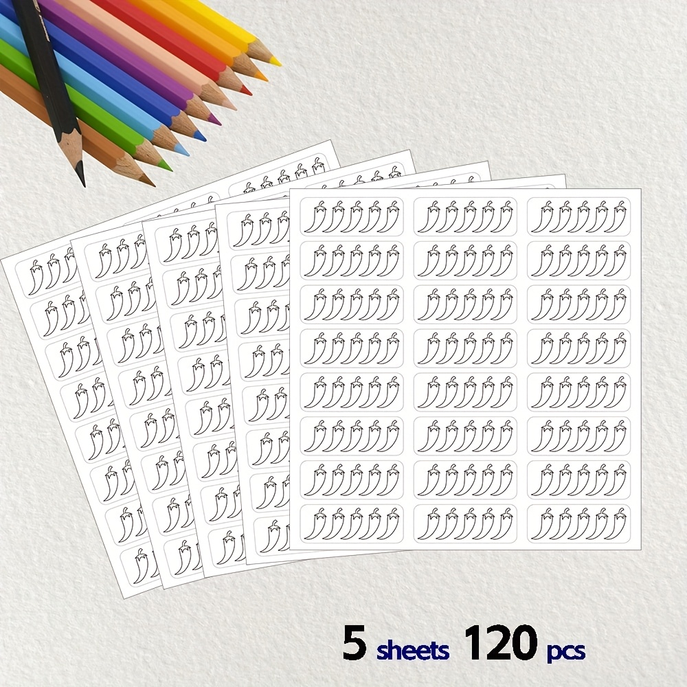 5 Sheets Of 120pcs Spiciness Review Energy Stickers, Black Theme, Chili Pepper Pattern, Colorable, Movie Markers, Notepad Accessory, Planner Markers, Book Grading