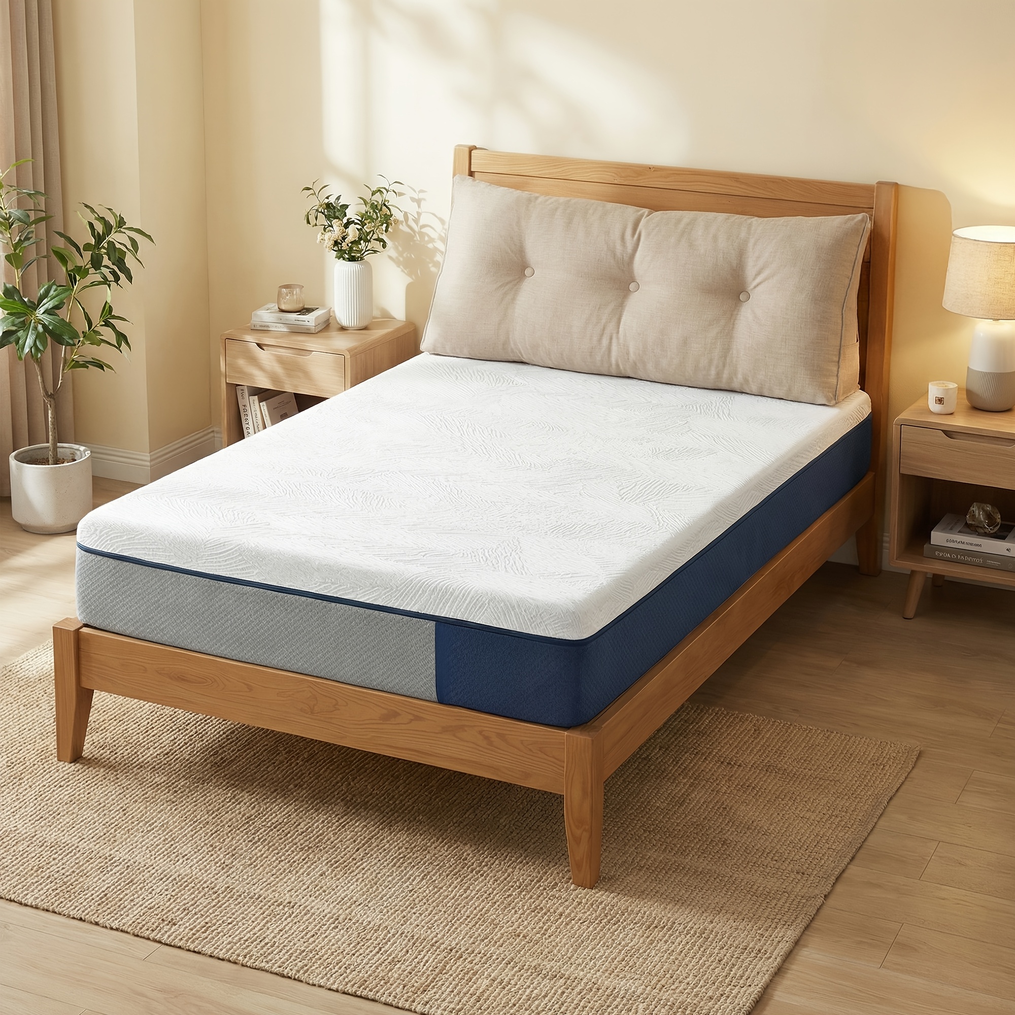 Mattress 90 X 200 X 20cm, Gel Memory Foam, 7-zone, Medium Firm, Removable Cover, Breathable, Blue