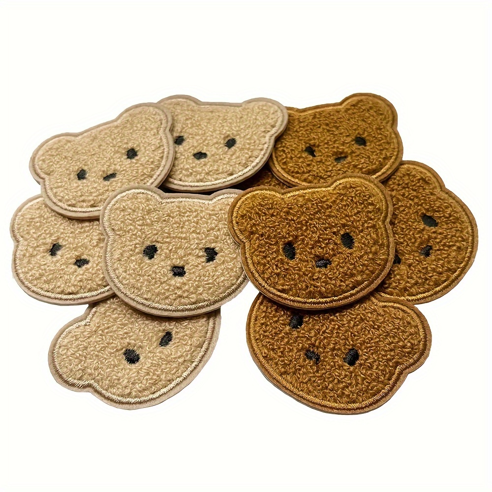 

10 Brown Bear Towel Embroidery Cloth Patches Decoration Patches Without Backing Glue Bear Patterns For Sewing