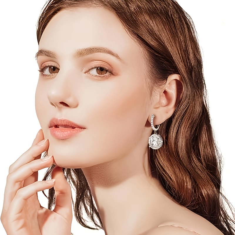 925 sterling silver disc starry sky moissanite hoop pendant earrings fashionable and elegant suitable for weddings and parties with a   box Product details 5