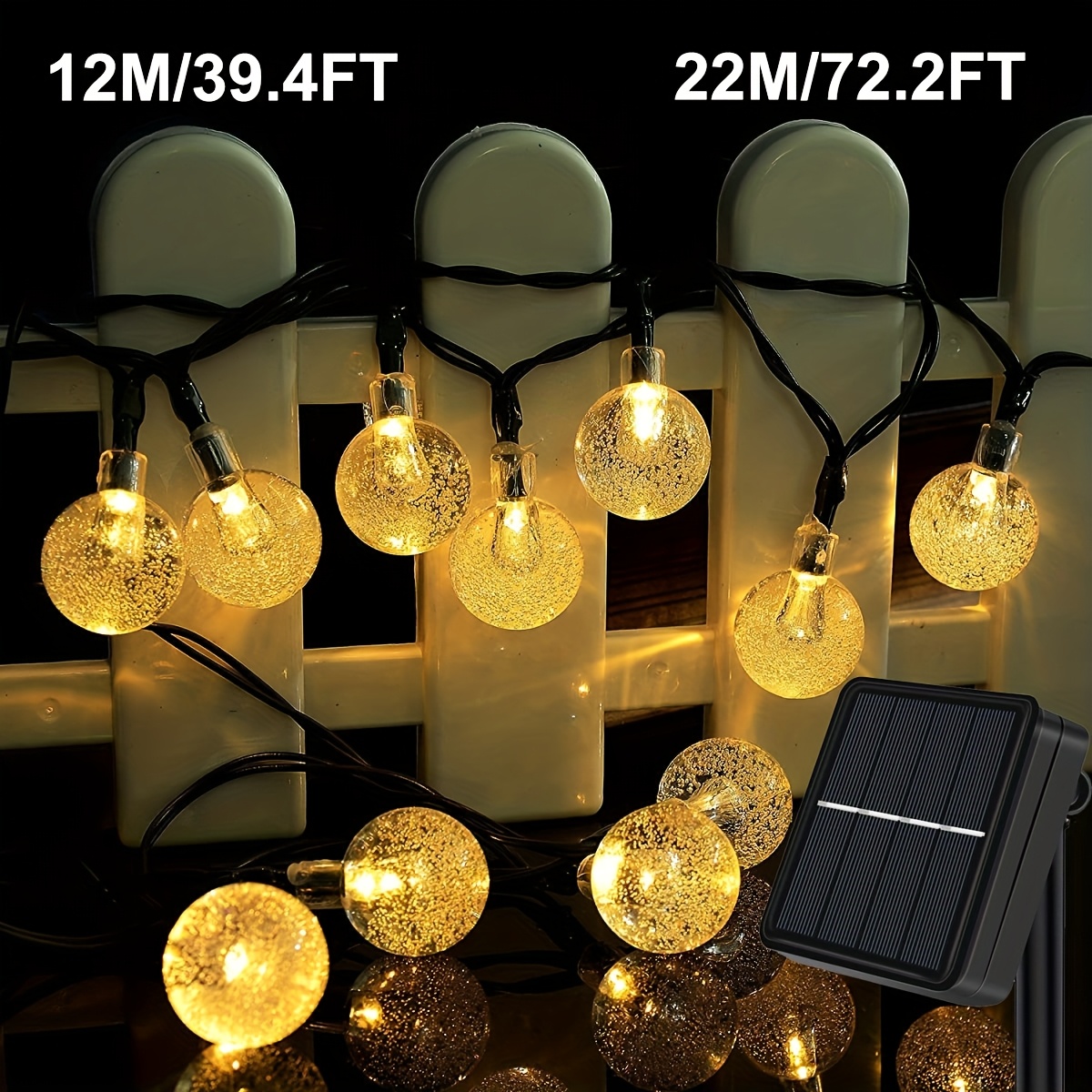 

[] Solar-powered Led Ball String Lights, 78.2ft/22m With 8 Flashing , Warm Yellow Glow - Ideal For Outdoor Garden, Camping, Christmas, Weddings, Birthdays, Home Decor