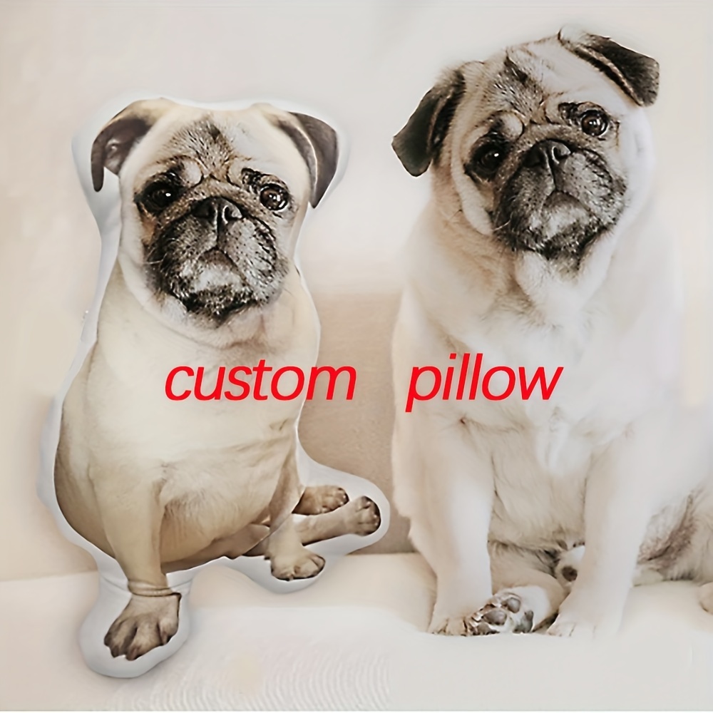 

Custom Photo Dog-shaped Throw Pillow, Personalized Pet Face Double-sided Print Cushion, Machine Washable Short Plush Fabric, Zippered Cotton Filled, For Bed, Sofa, Car - Ideal Gift For Family, Friends