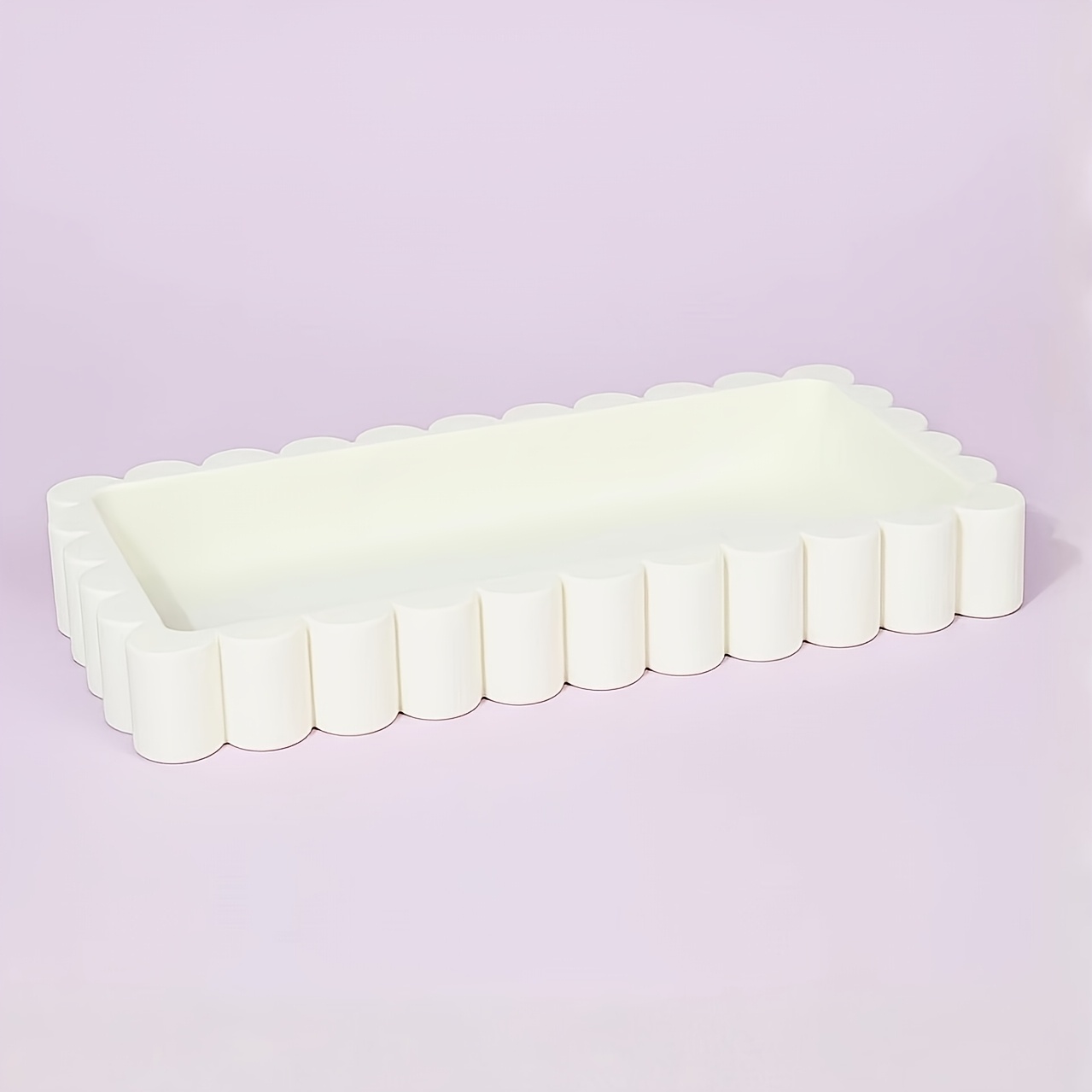 TEMU 1-pack Fan-shaped Grooved Bathroom Tray, Dressing Table Jewelry Organizer, Compact Rectangular Desktop Organizer, Bedside Table Small Item