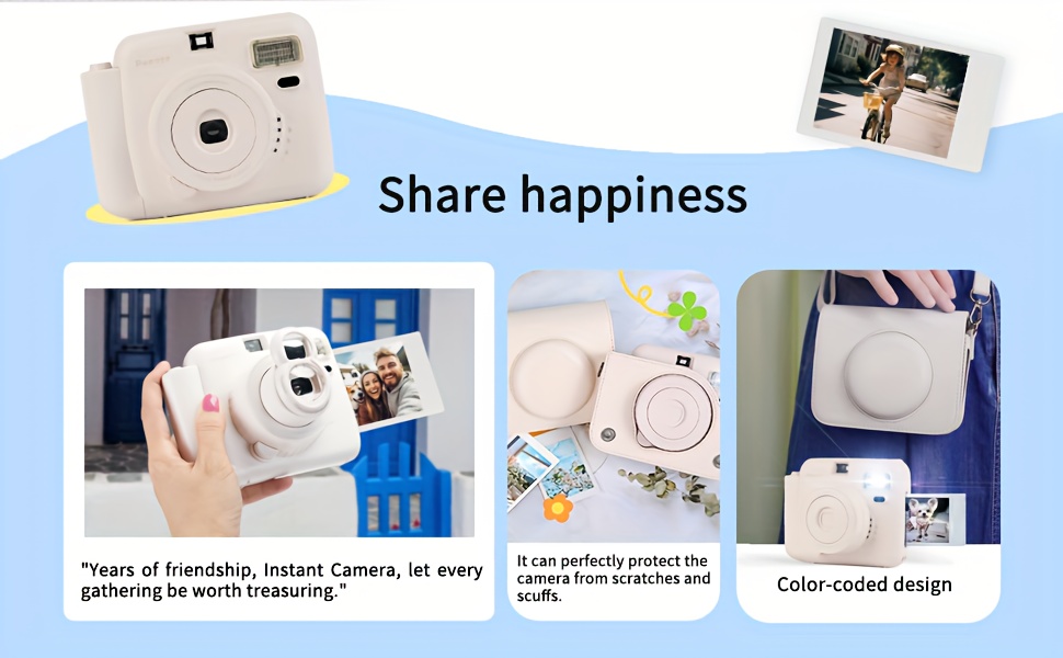 instant camera with leather case mini 12 instant camera decoration stickers frames photo album and more accessory kit take color photo   same as mini11 12 gift outdoor holiday wedding Product details 1