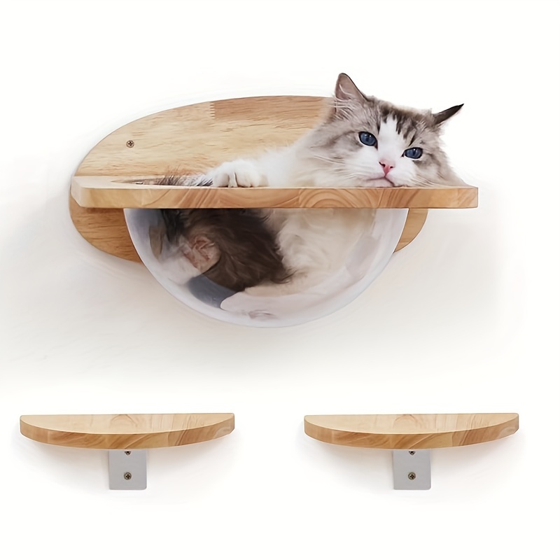 

Cat Wall Furniture Set, Transparent Capsule Cat Wall Shelves With 2pcs Pedals - Premium Kitty Bed For Sleeping, Playing, Climbing, And Lounging - To 35 Lbs