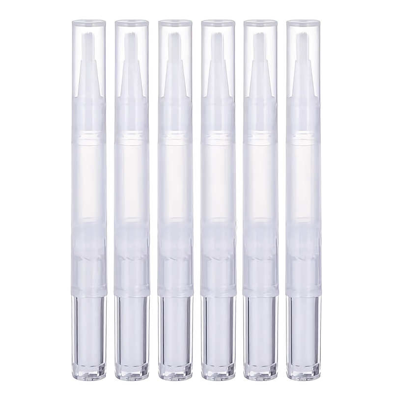 6 Pack 3ml Empty Cuticle Oil Twist Pen Brush Refillable Cuticle Nail Essential Oil Dispenser Cosmetic Lip Gloss Containers Applicators Eyelash Growth Liquid Tube