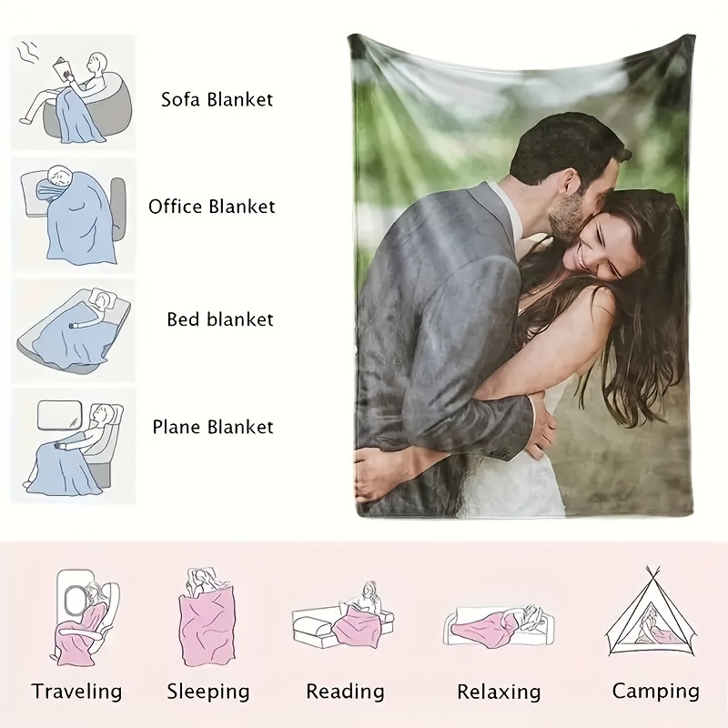 Personalized Photo Blanket, Customized Flannel Throw