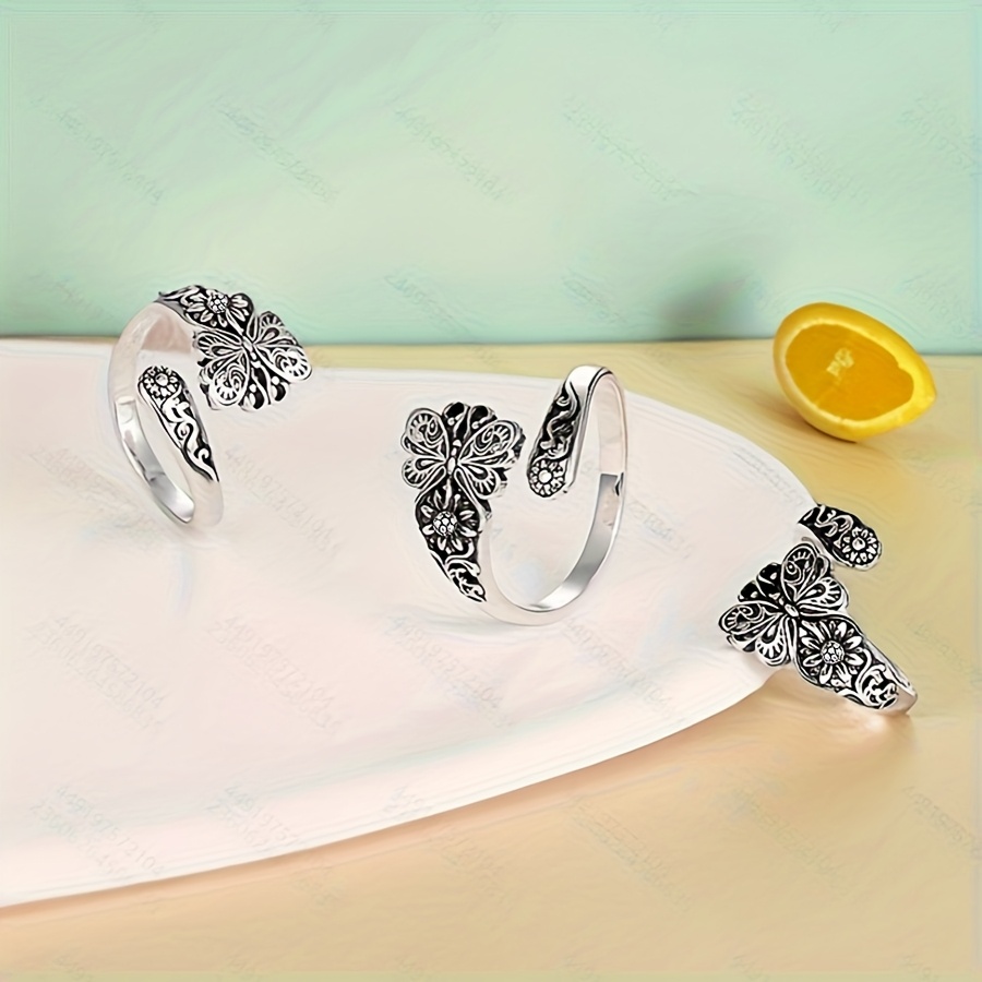 Women's Open Ring Vintage Fashion Butterfly Floral Thumb Ring Bohemian Adjustable Open Ring Open Adjustable Versatile Free Style Ring 1pc Women's Suitable for Daily Wear and Very Suitable for Valentine's Day and New Year Party Accessories