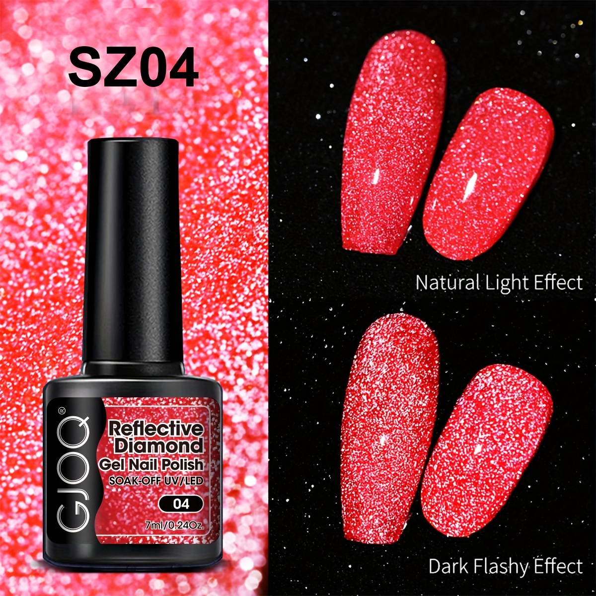 7ml Gjoq Crushed Sparkling Gel Gel Polish - /led Suitable For Nail Salons, Shiny Semi-permanent Soak-off Nail Varnish With Crushed Glitter, Reflective Gel Polish For /