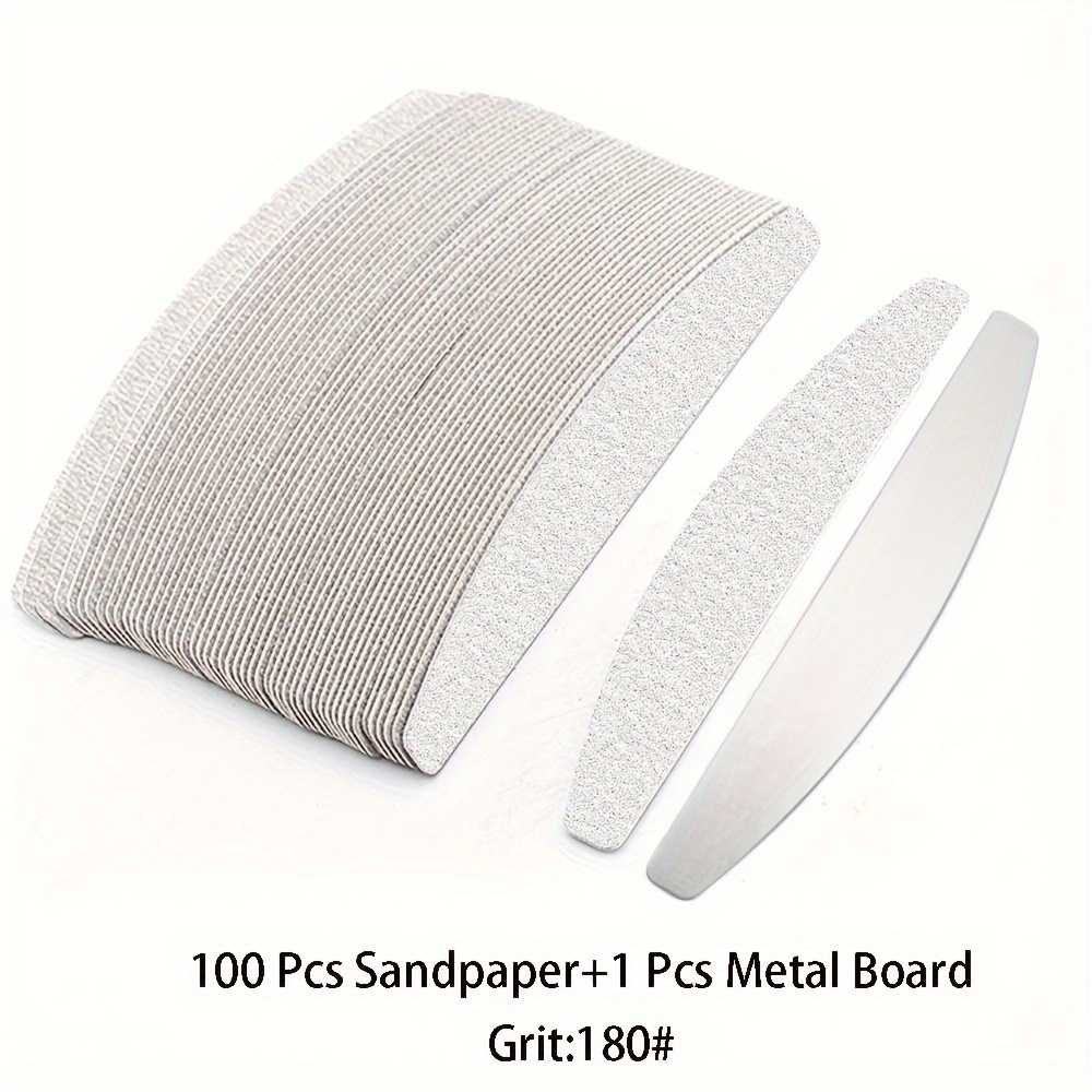 Image of 100pcs High-quality Detachable Nail Files With Stainless Steel Sheets, Grit 80/100/180/240, Half Sandpaper For Manicure And Pedicure, Professional/personal Use