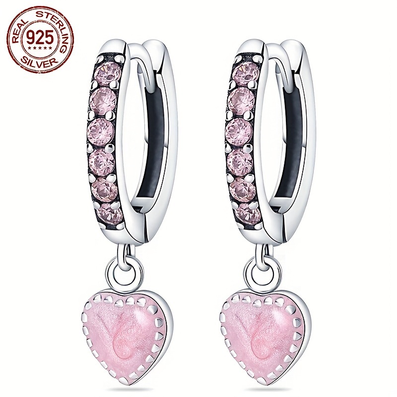 TEMU 1 Piece Of S925 Pure Silvery Love Earrings For Women, Fashionable Jewelry, Exquisite Ornaments, Diy Holiday Birthday Gift, Silvery Weight 3 Grams