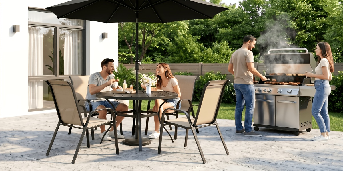 5pcs Patio Dining Set for 4, Outdoor Table And Chairs W/ 1.57
