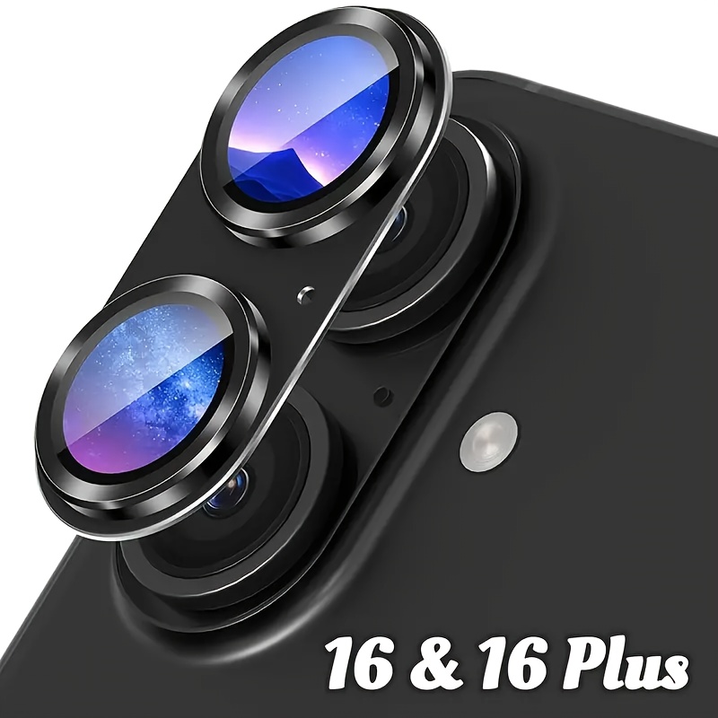 Suitable For Iphone 16/16 Plus Glass Camera Lens Protector - Metal Frosted Lens Cover, Flash, High-definition Tempered Glass, Drop Protection