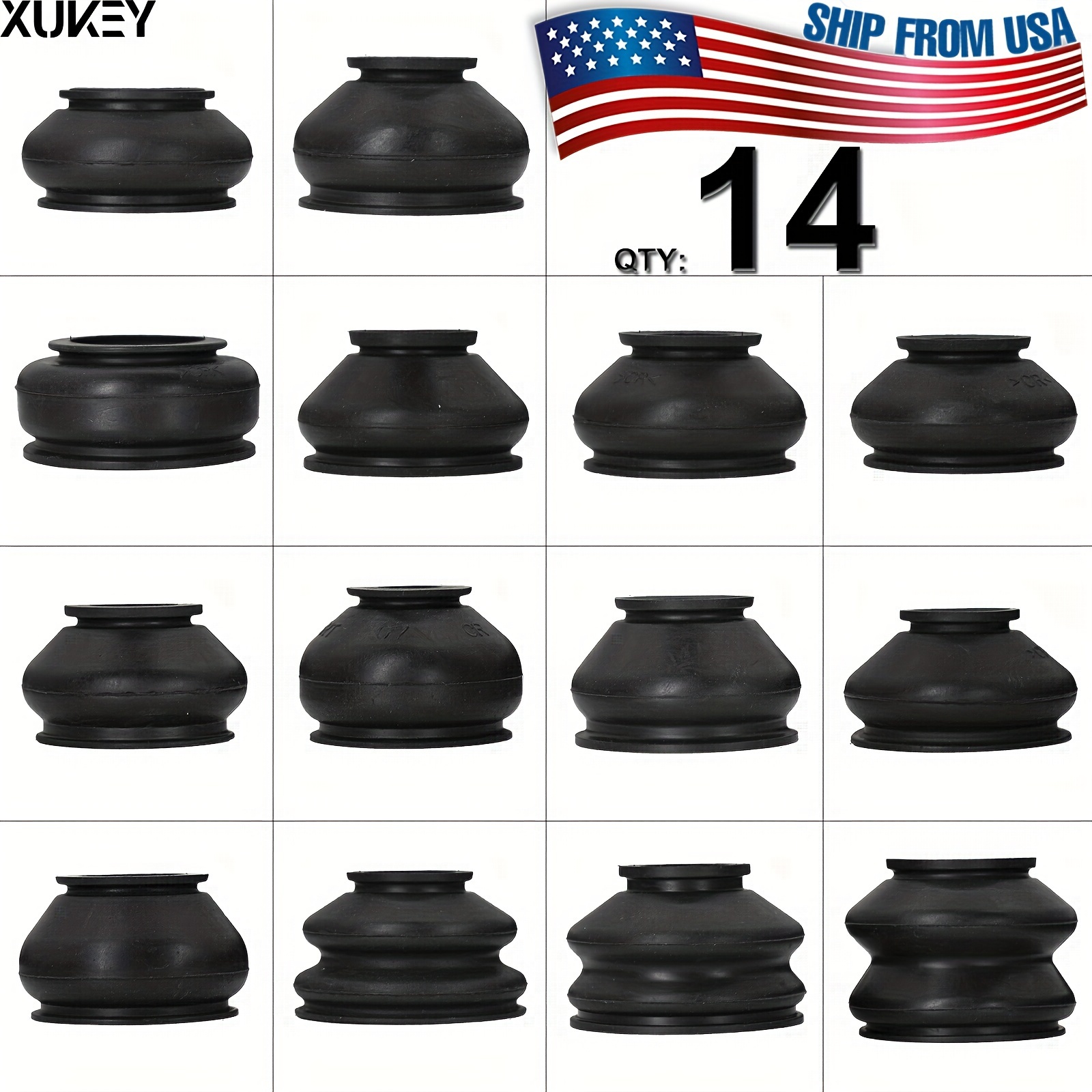 Xukey 14pcs Universal Car Rubber Ball Joints Assemblies Rods Boot Dust Protection Cover Track Rods Ends Replacement Kit Truck Suspension Steering Ball Joints Control Ball Parts Kit Accessories