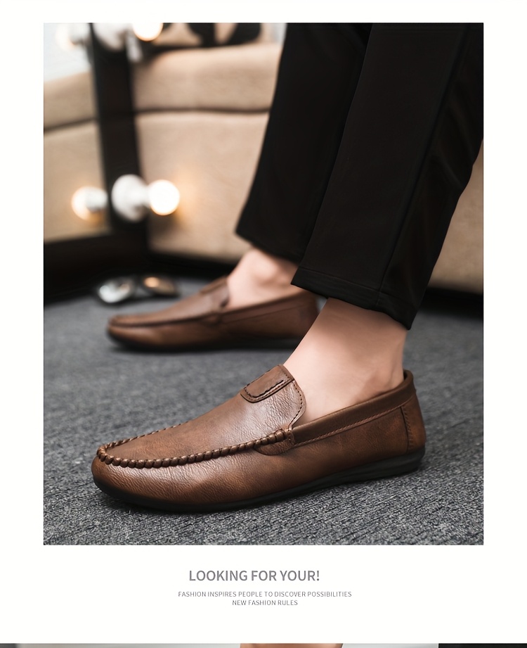 Men's Slip-On Loafers - British Style Breathable Casual & Dressy Shoes, All-Season Comfort with EVA Sole, Low-Top Round Toe Design for Office, Semi-Formal & Casual Attire, Comfy Shoes