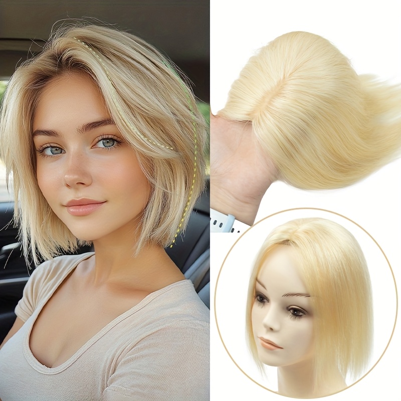 hair toppers women no bangs real human hair topper - Temu  display picture 1