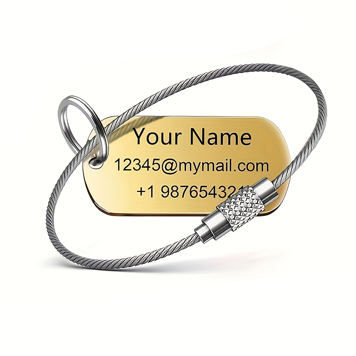 TEMU 1pc Personalized Stainless Steel Metal Luggage Tag, Sturdy And Durable With Wear-resistant . Supports Customization Of Names And Text. Suitable