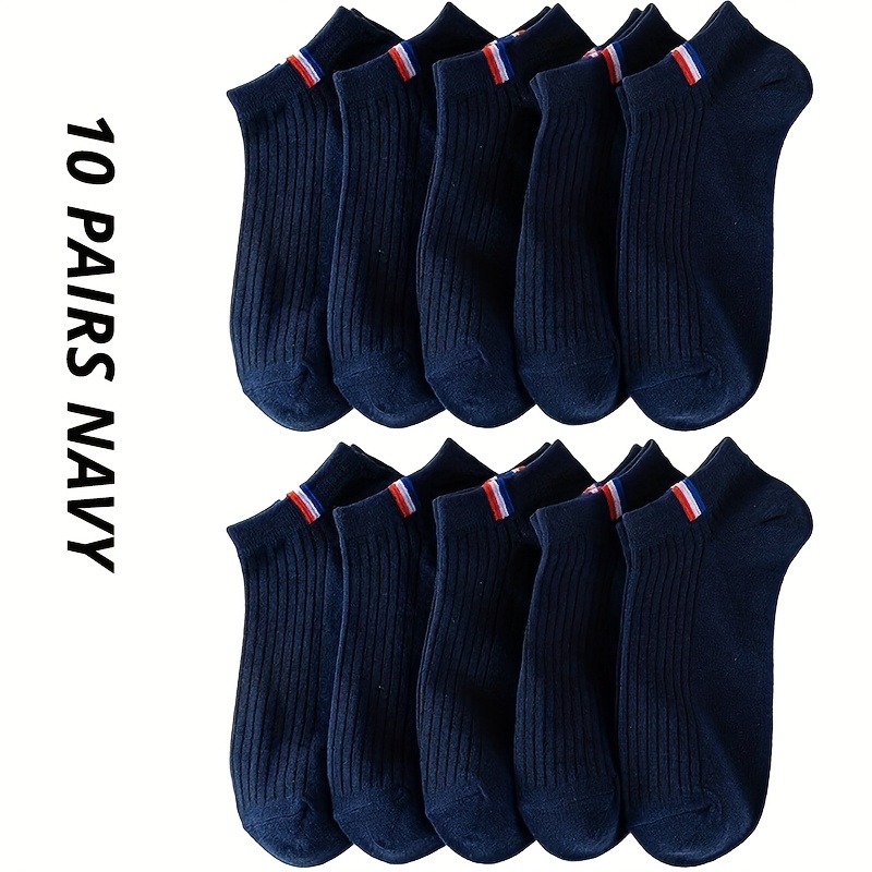 TEMU 10 Pairs Men' Color Short Socks, Easy Versatile Men's Boat Socks