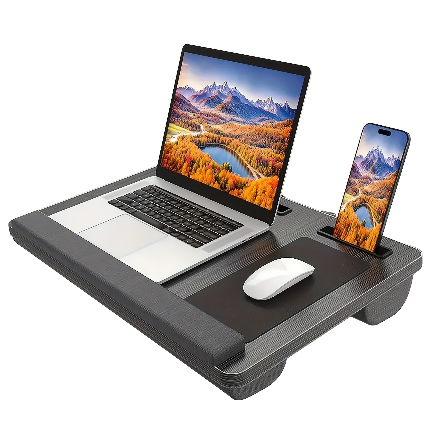 TEMU Bountifull Laptop Lap Desk, In Multiple Colors, Features A Built-in Mouse Pad, Wrist Rest, And Phone Stand, Ideal For Home Office Use. With A