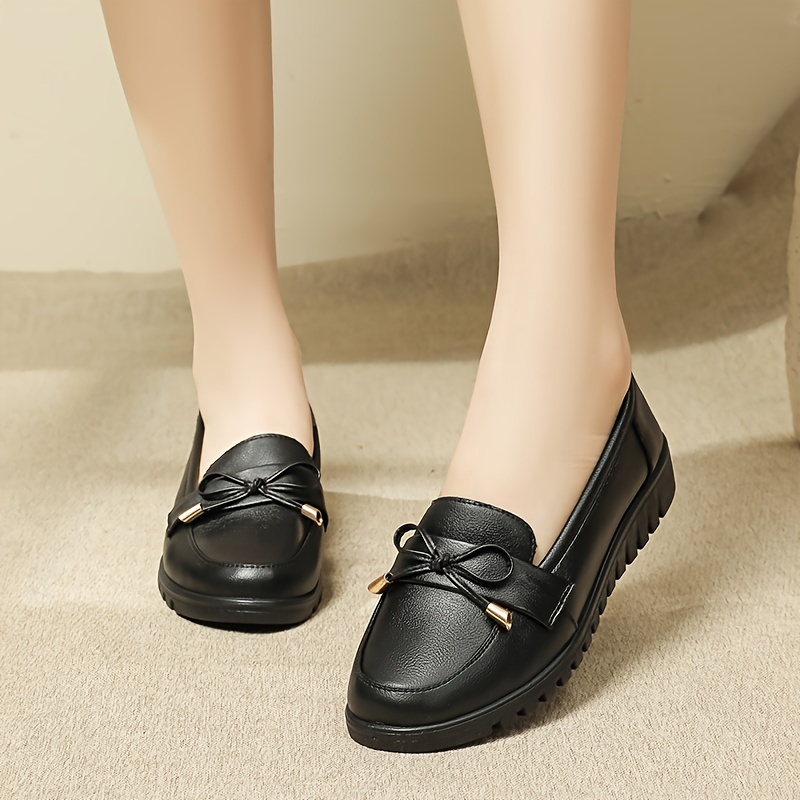 Damen Schwarze Slipper Elegante Slip-On Flats mit Atmungsaktiver  Weicher Sohle, Bequeme Freizeit-Arbeitsschuhe, Handwaschbar