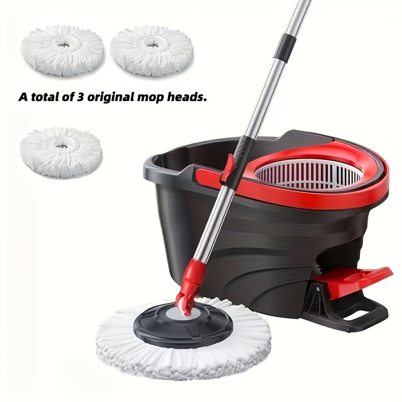 Image of 5pcs Set, Rotating Mop Hand-free Home Cleaning Mop Bucket Kit Telescopic Rod Pedal Manual Pressure Individual Drive Floor Cloth