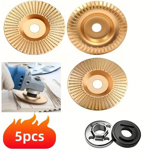 5-teiliges holzschnitzscheiben-set, kompatibel mit 4-zoll-winkelschleifer, holzschleifscheiben - 3 schleifscheiben + 2 schleifunterlagen, werkzeugzubehör