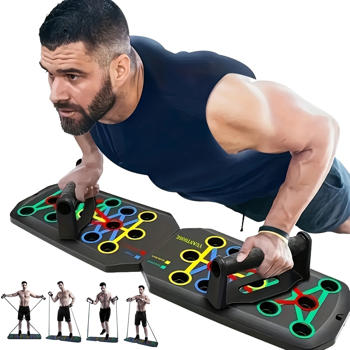 1pc multifunctional 30 hole push up board for core ab workouts durable abs material colorful design black