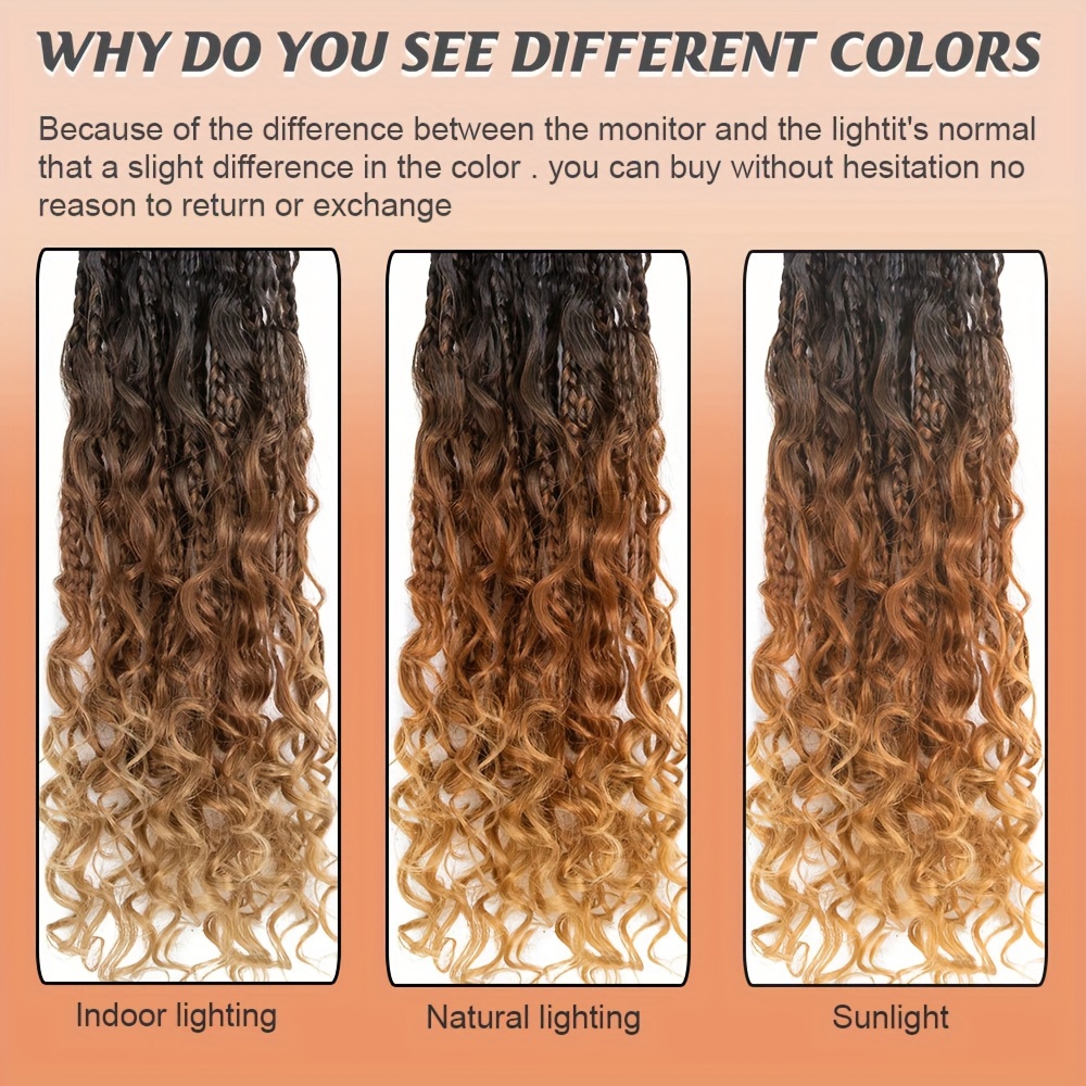 3pcs handmade pre looped box braids goddess soft thick curly synthetic hair extensions 14 inch afro ombre boho   knotless jumbo twist braiding hairpiece for women festival christmas   use details 11
