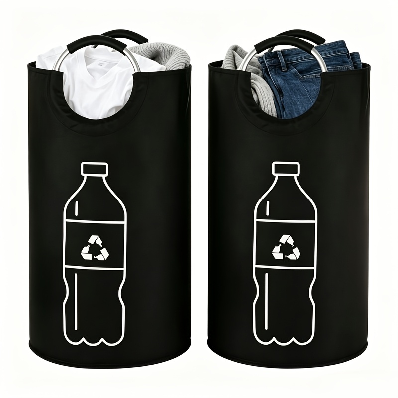 TEMU 2pcs Oversized Collapsible Laundry Baskets, Recycling Containers, Cylindrical Shape With Open Top, Versatile Storage Solution For Plastic